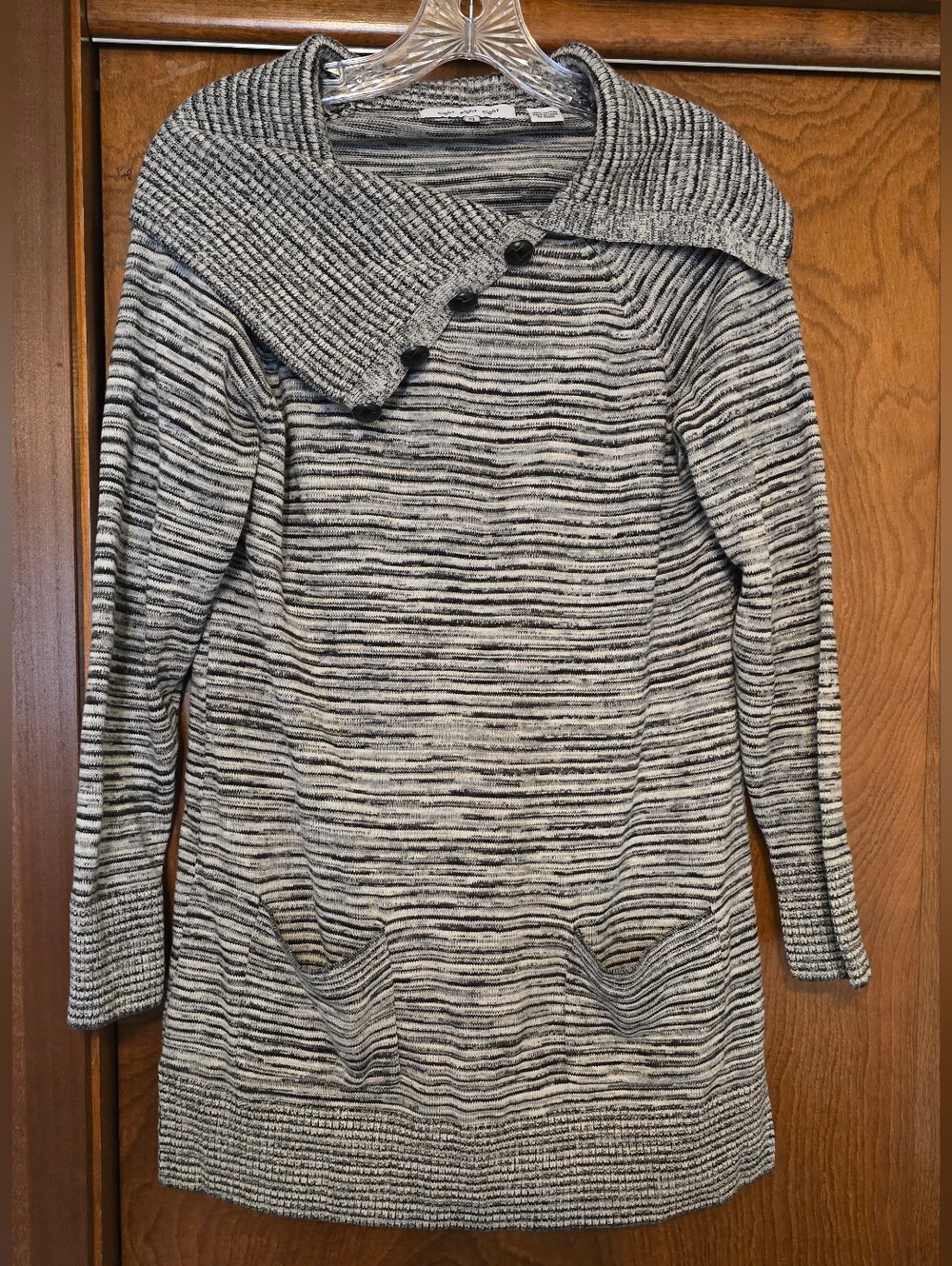 eight eight eight Black & Cream Striped Knit Top